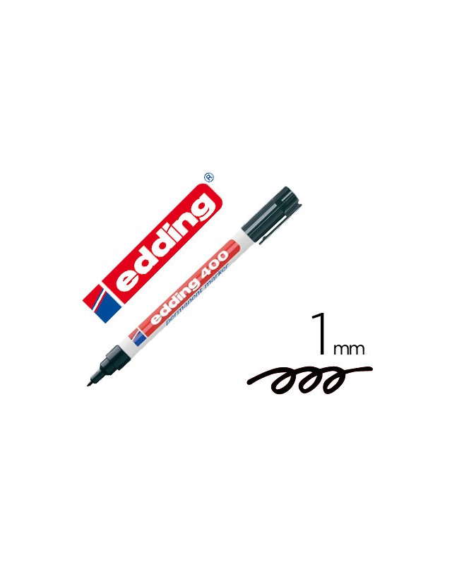 Rotulador edding marcador permanente 400 negro punta redonda 1 mm recargable