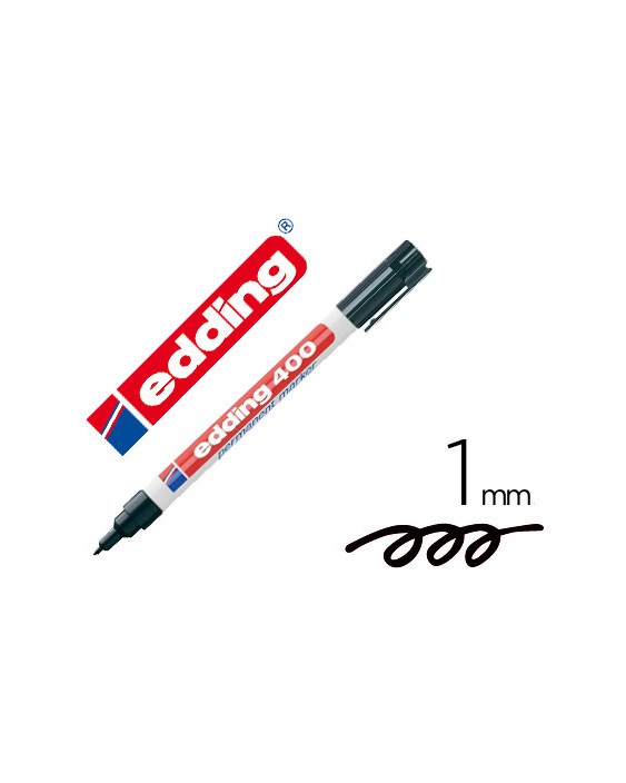 Rotulador edding marcador permanente 400 negro punta redonda 1 mm recargable
