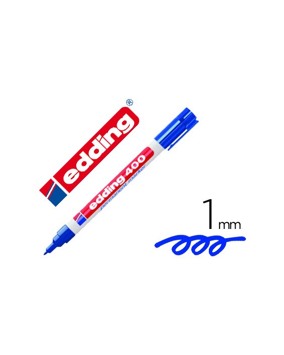 Rotulador edding marcador permanente 400 azul punta redonda 1 mm recargable
