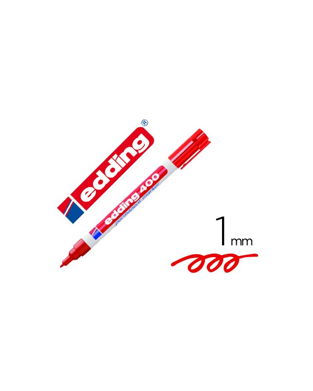Rotulador edding marcador permanente 400 rojo punta redonda 1 mm recargable
