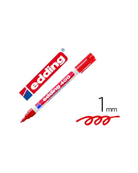 Rotulador edding marcador permanente 400 rojo punta redonda 1 mm recargable
