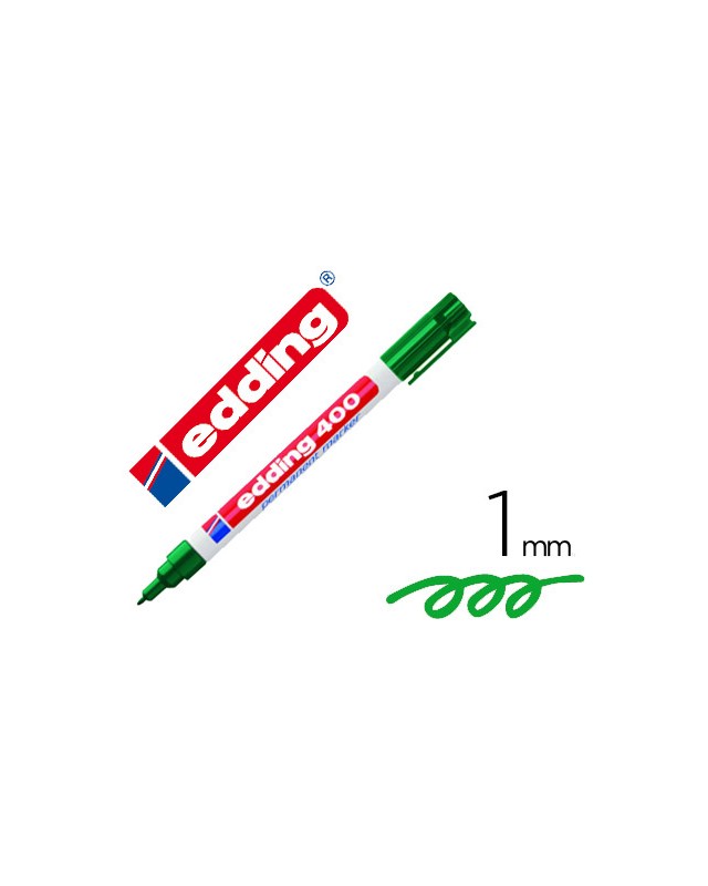 Rotulador edding marcador permanente 400 verde punta redonda 1 mm recargable