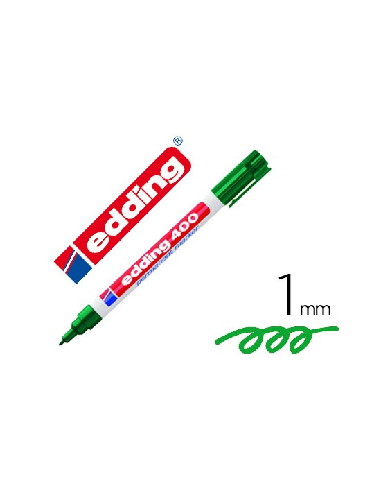 Rotulador edding marcador permanente 400 verde punta redonda 1 mm recargable