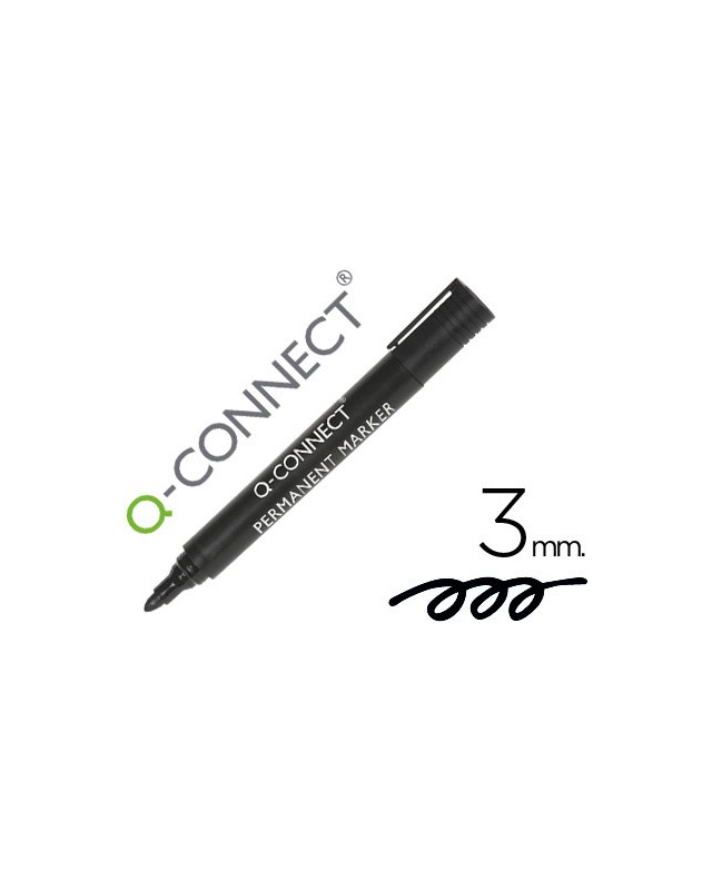 Rotulador q-connect marcador permanente negro punta redonda 3 mm