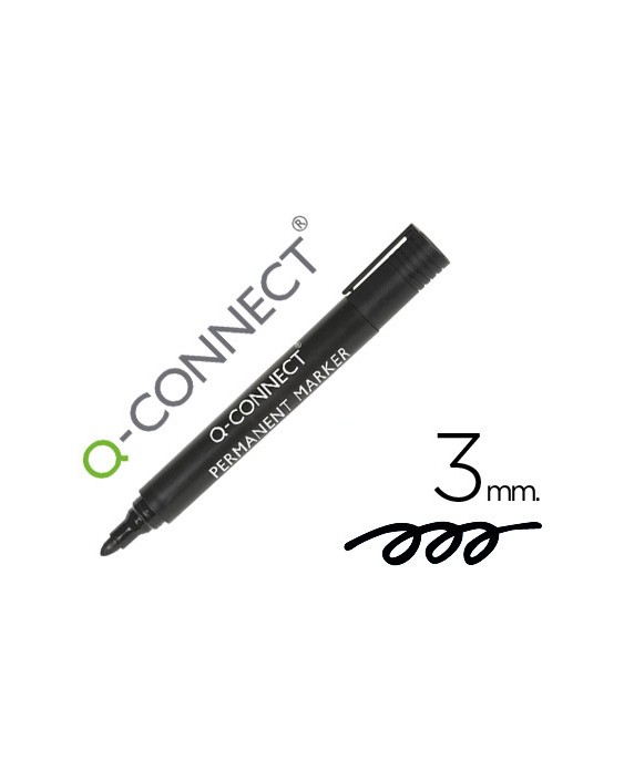 Rotulador q-connect marcador permanente negro punta redonda 3 mm