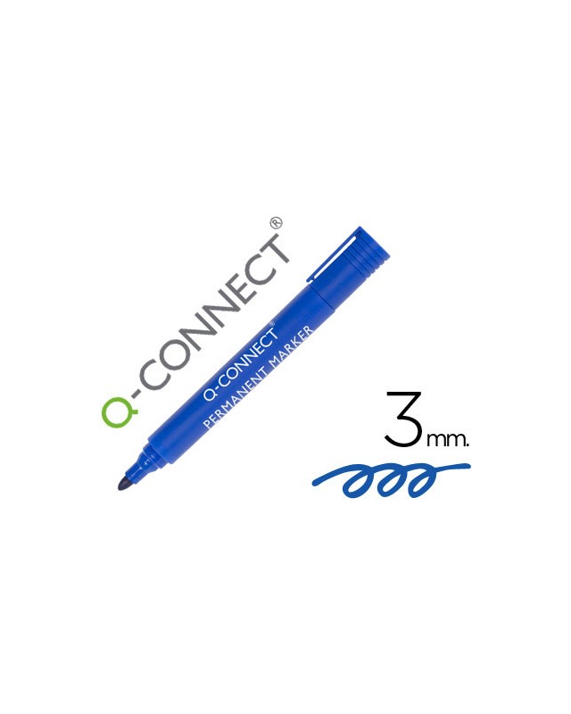 Rotulador q-connect marcador permanente azul punta redonda 3 mm