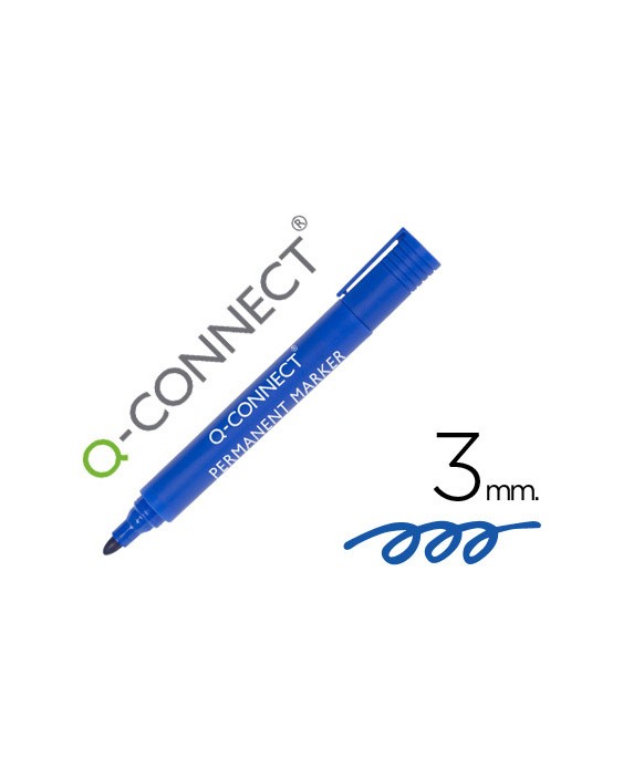 Rotulador q-connect marcador permanente azul punta redonda 3 mm