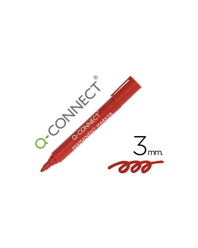Rotulador q-connect marcador permanente rojo punta redonda 3 mm