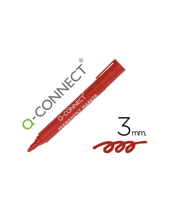 Rotulador q-connect marcador permanente rojo punta redonda 3 mm