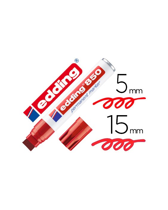 Rotulador edding marcador permanente 850 rojo punta biselada 5-15 mm recargable