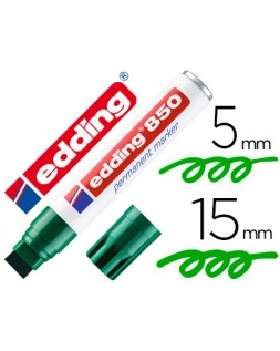Rotulador edding marcador permanente 850 verde punta biselada 5-15 mm recargable