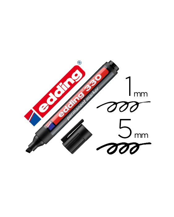 Rotulador edding marcador permanente 330 negro punta biselada 1-5 mm recargable