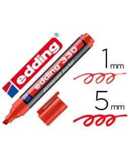Rotulador edding marcador permanente 330 rojo punta biselada 1-5 mm recargable