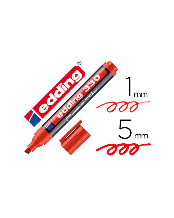Rotulador edding marcador permanente 330 rojo punta biselada 1-5 mm recargable
