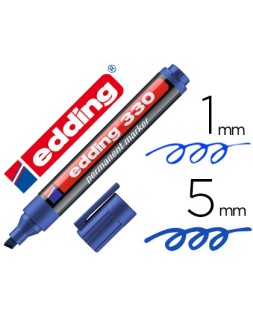 Rotulador edding marcador permanente 330 azul punta biselada 1-5 mm recargable