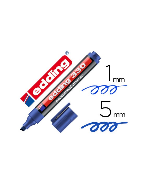 Rotulador edding marcador permanente 330 azul punta biselada 1-5 mm recargable