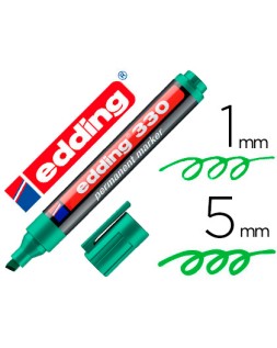 Rotulador edding marcador permanente 330 verde punta biselada 1-5 mm recargable