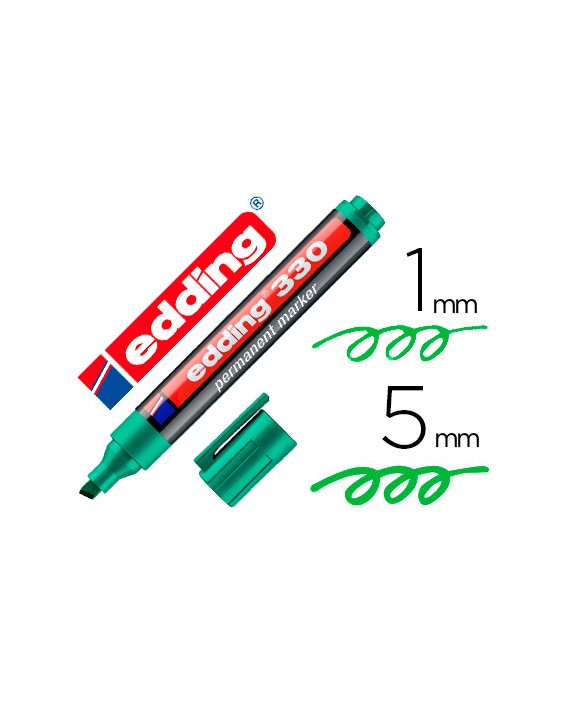 Rotulador edding marcador permanente 330 verde punta biselada 1-5 mm recargable