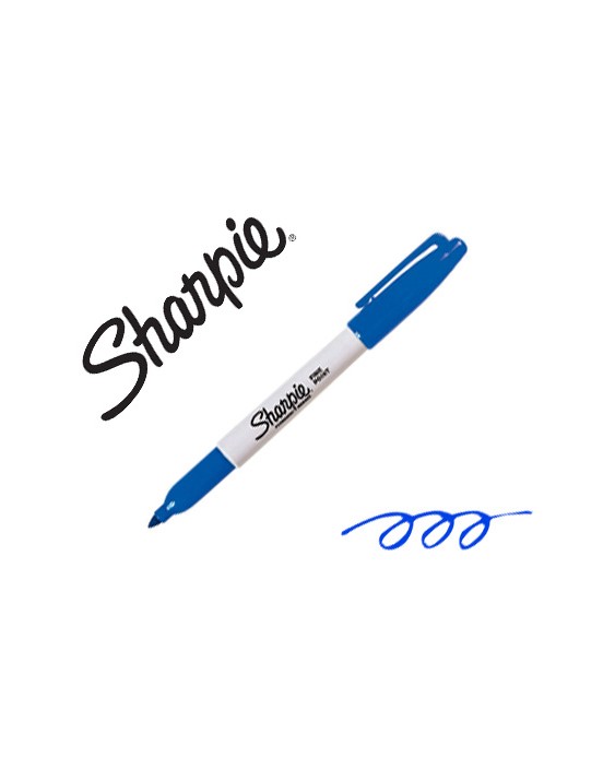 Rotulador sharpie permanente punta fina azul