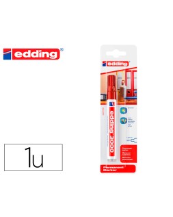 Rotulador edding marcador permanente 3000 rojo n.2 punta redonda 1,5-3 mm blister de 1 unidad