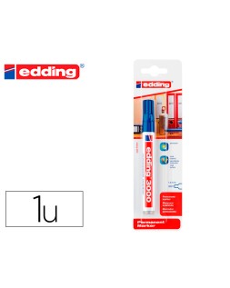 Rotulador edding marcador permanente 3000 azul n.3 punta redonda 1,5-3 mm blister de 1 unidad