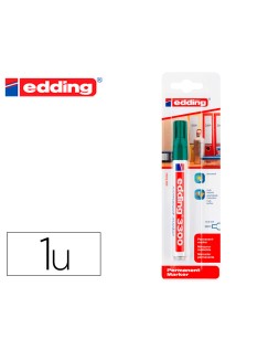 Rotulador edding marcador permanente 3000 n.4 verde punta redonda 1,5-3 mm blister de 1 unidad