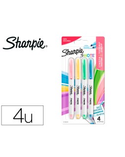 Rotulador sharpie permanente s-note punta biselada trazo 1,2 /3,87 mm blister 4 unidades colores surtidos
