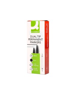 Rotulador q-connect marcador permanente doble punta color negro 4 mm y 1 mm