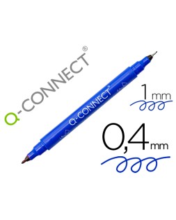 Rotulador q-connect marcador permanente doble punta color azul 0,4 mm y 1 mm