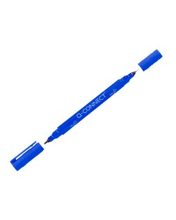 Rotulador q-connect marcador permanente doble punta color azul 0,4 mm y 1 mm
