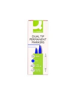 Rotulador q-connect marcador permanente doble punta color azul 0,4 mm y 1 mm