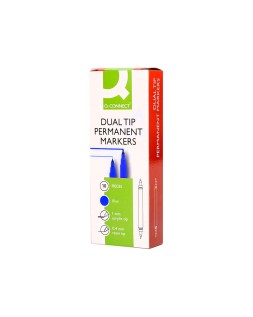 Rotulador q-connect marcador permanente doble punta color azul 0,4 mm y 1 mm