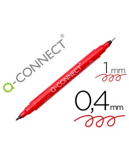 Rotulador q-connect marcador permanente doble punta color rojo 0,4 mm y 1 mm