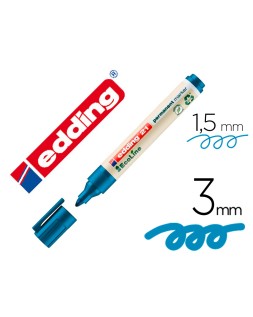 Rotulador edding 21 marcador permanente ecoline 90% reciclado color azul punta redonda 1,5-3 mm recargable