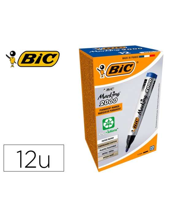 Rotulador bic marcador eco permanente marking 2000 azul trazo 1,7 mm caja de 12 unidades