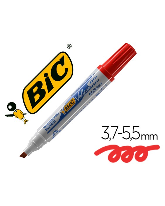 Rotulador bic velleda para pizarra rojo punta biselada 5,9 mm