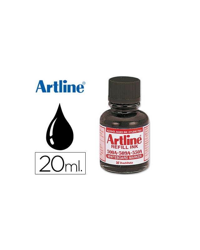 Tinta artline negro para rotulador pizarra blanca 500a bote 20 ml