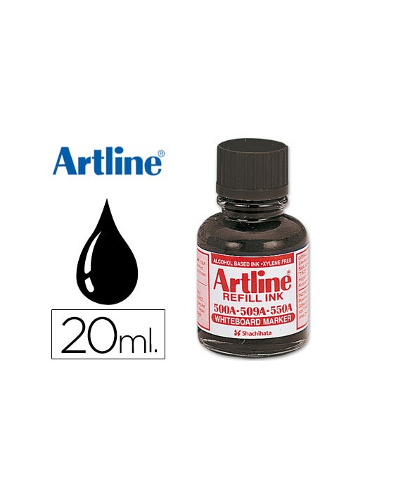 Tinta artline negro para rotulador pizarra blanca 500a bote 20 ml