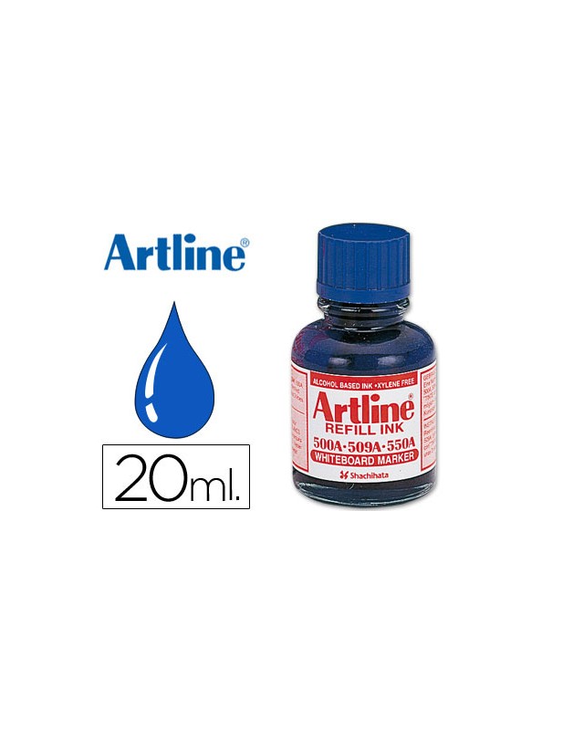 Tinta artline azul para rotulador pizarra blanca 500a bote 20 ml