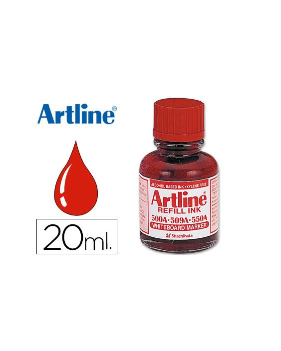 Tinta artline rojo para rotulador pizarra blanca 500a bote 20 ml