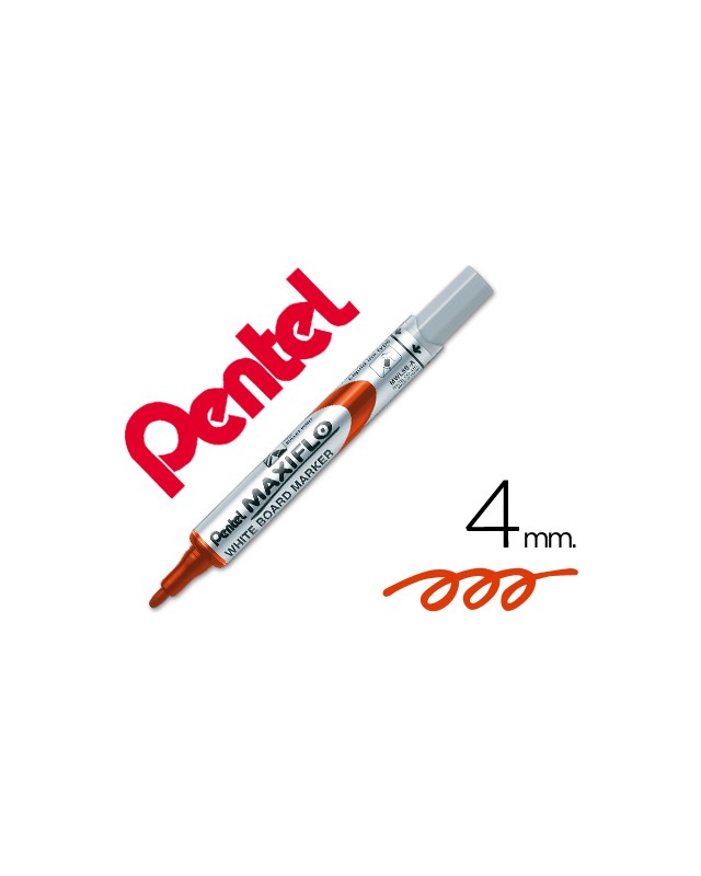 Rotulador maxiflo pentel para pizarra blanca color rojo