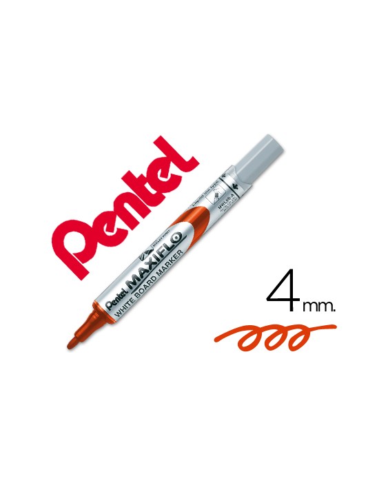Rotulador maxiflo pentel para pizarra blanca color rojo