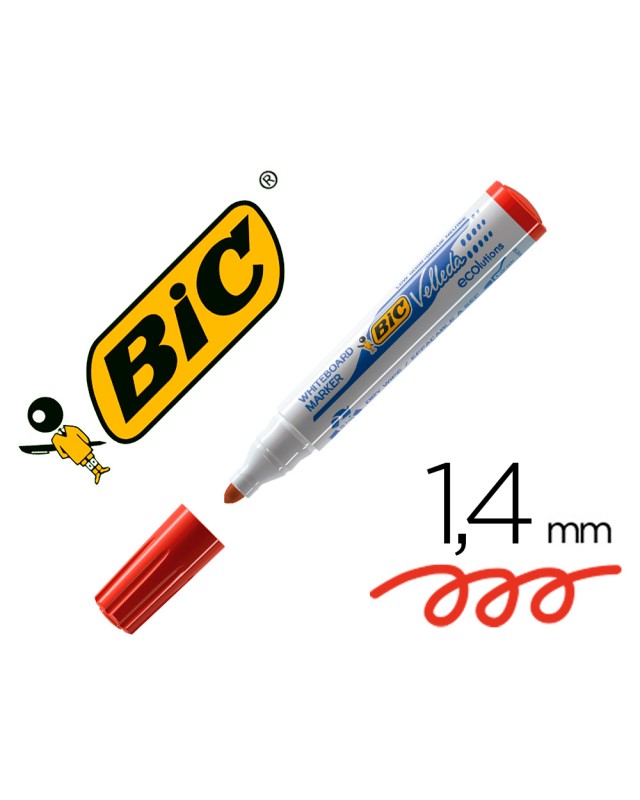 Rotulador bic velleda para pizarra rojo punta redonda 1,3 mm
