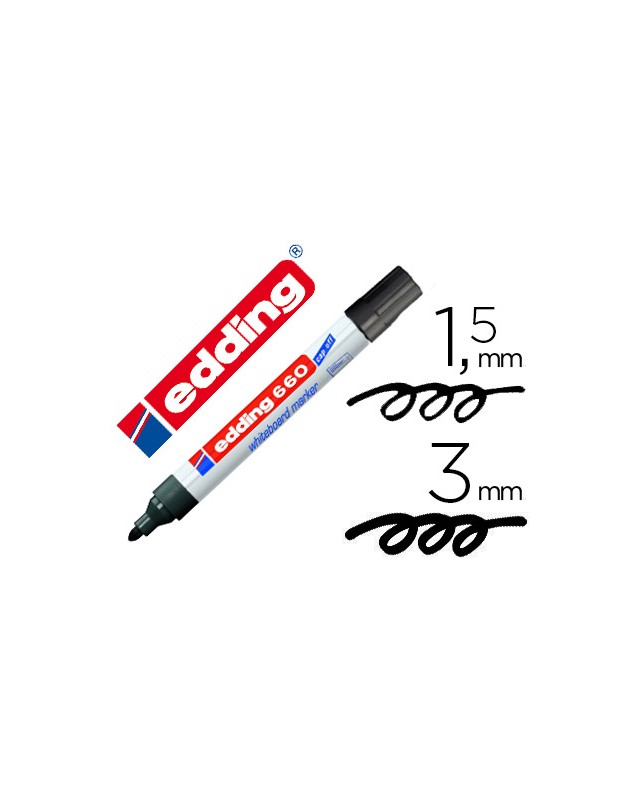 Rotulador edding para pizarra blanca 660 color negro punta redonda 1,5-3 mm recargable