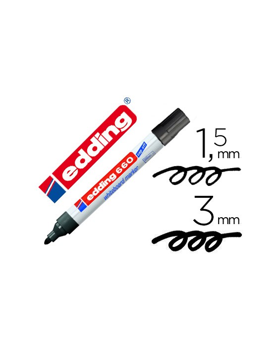 Rotulador edding para pizarra blanca 660 color negro punta redonda 1,5-3 mm recargable