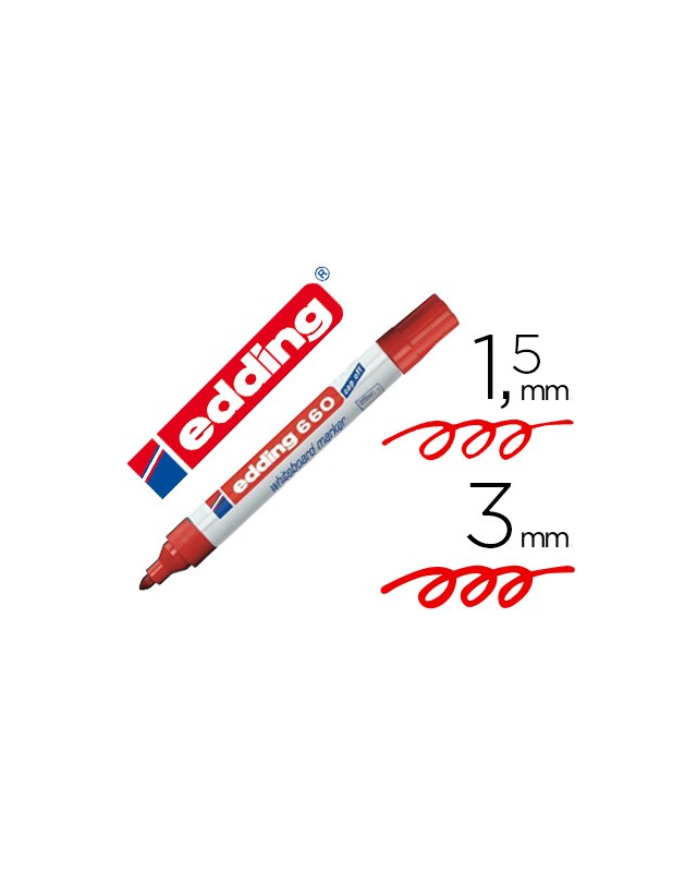 Rotulador edding para pizarra blanca 660 color rojo punta redonda 1,5-3 mm
