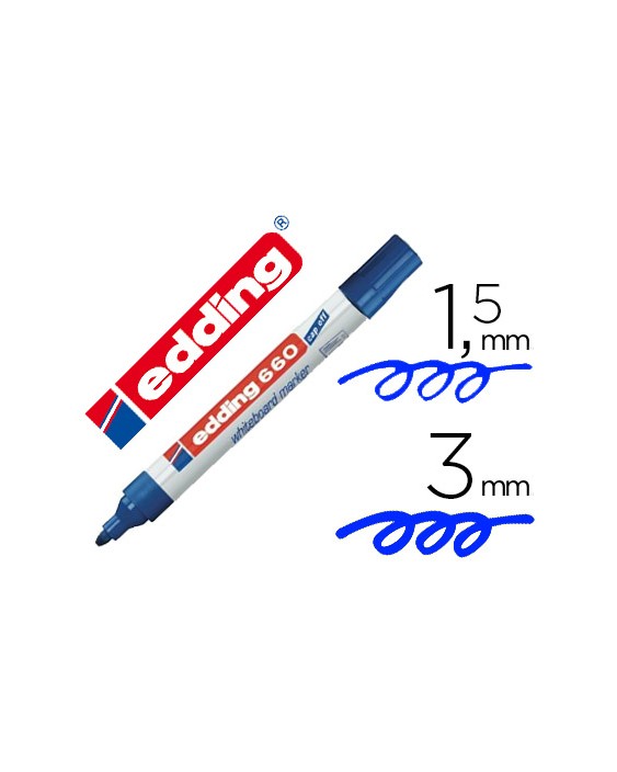 Rotulador edding para pizarra blanca 660 color azul punta redonda 1,5-3 mm recargable