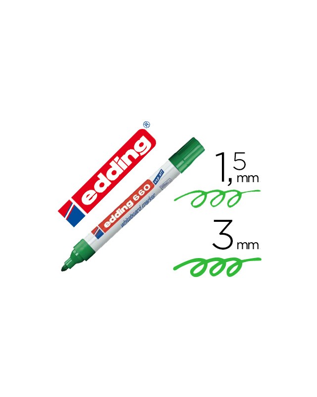 Rotulador edding para pizarra blanca 660 color verde punta redonda 1,5-3 mm