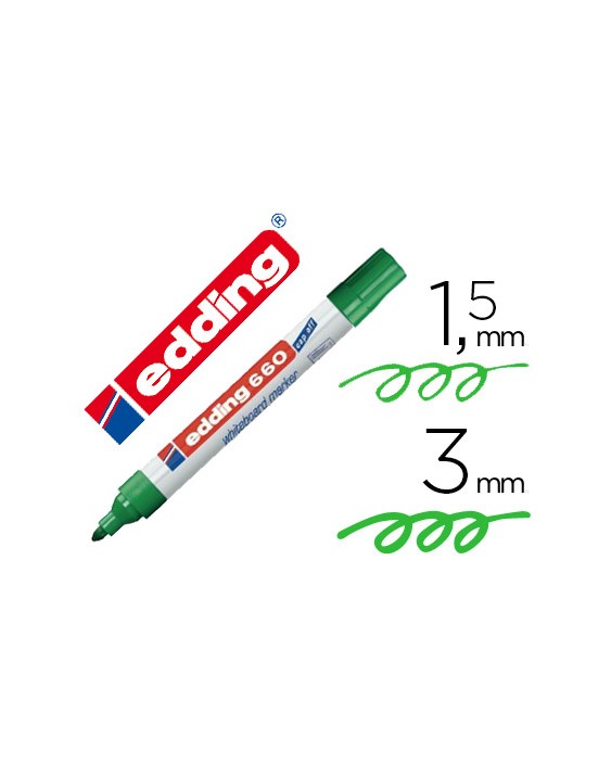 Rotulador edding para pizarra blanca 660 color verde punta redonda 1,5-3 mm