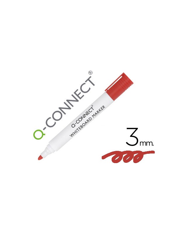 Rotulador q-connect pizarra blanca color rojo punta redonda 3 mm